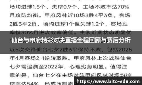 仙台与甲府精彩对决直播全程回顾与赛后分析